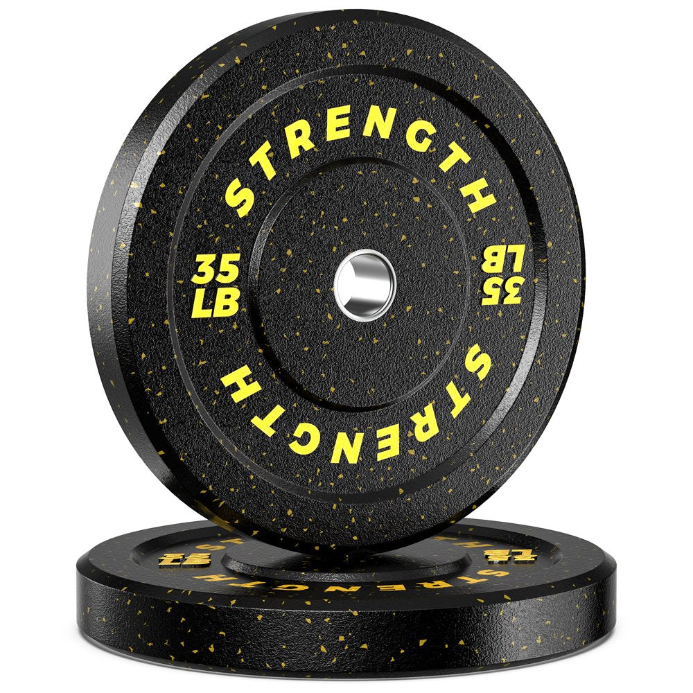 190Lb 2-Inch Olympic Weight Plates, Durable Recycled Rubber - Low Noise & Floor Protection - Quick Identification, 10Lb to 55Lb Weights - Ideal for Weightlifting & Crossfit